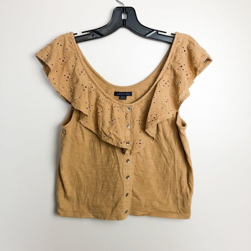 American Eagle Eyelet Ruffle Crop Top